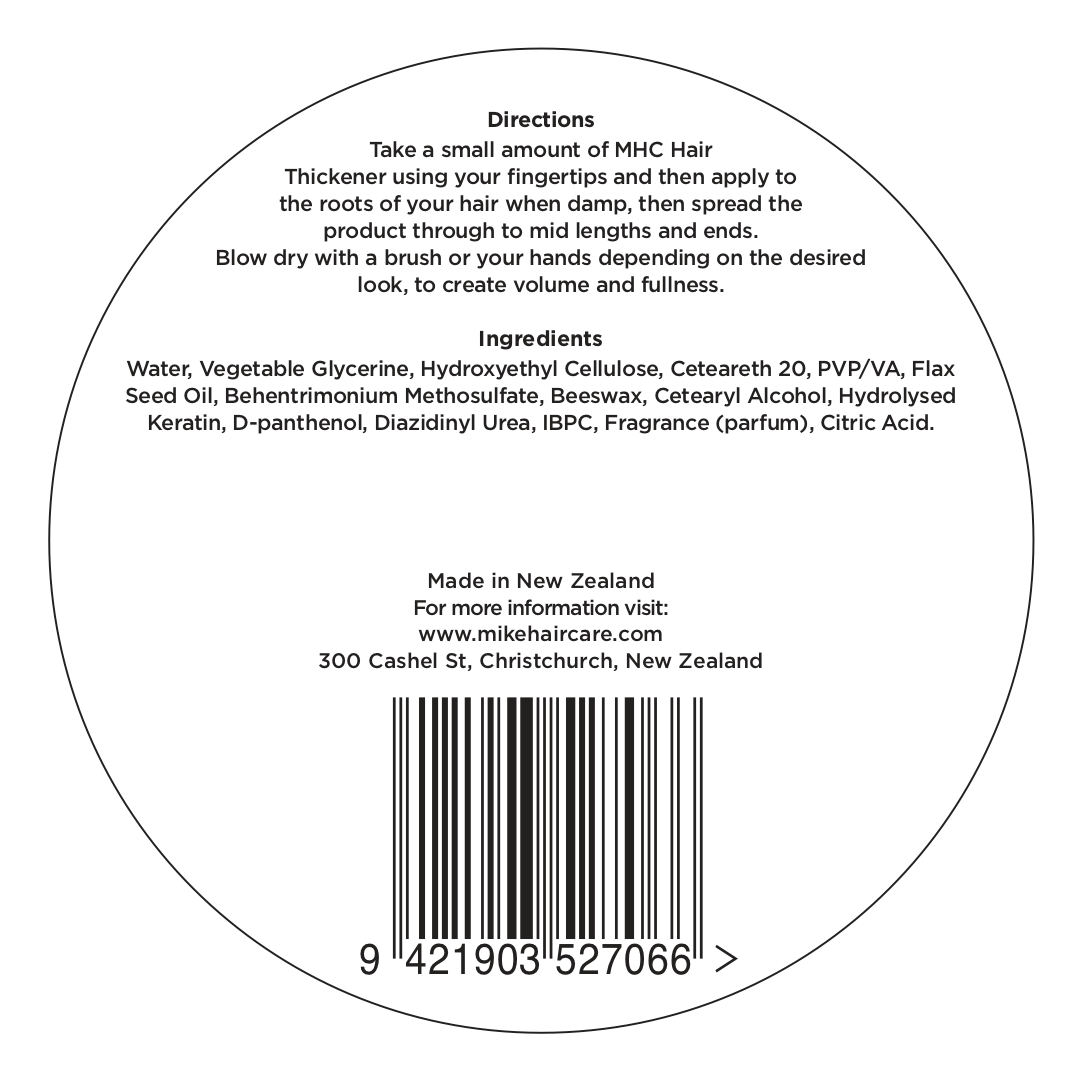 Hair Thickener. NO SULPHATES, PARABENS OR SALTS.